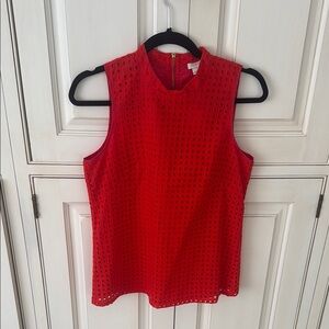 J.Crew Red Sleeveless Eyelet Top